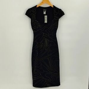 Cache Contour Collection Fitted Dress Little Black stretch size 2 imperial waist